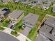 An elevated view displays the property with a driveway and lush green yard in a neighborhood setting at 2817 Muller Oak Loop, Ocoee, FL 34761
