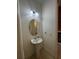 A lovely powder room features a pedestal sink and decorative lighting, providing an inviting space for guests at 306 Captiva Dr, Davenport, FL 33896