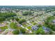 Wide aerial shot of neighborhood, showcasing greenery, homes, streets, and some swimming pools at 339 Colony Ct, Kissimmee, FL 34758