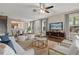 Cozy living room with hardwood floors, stylish furniture, and a view of the adjacent dining area at 6874 Slaven Dr, Orlando, FL 32819