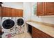 Convenient laundry room featuring cabinets, counter space, and machines at 748 Mills Estate Pl, Chuluota, FL 32766