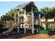 Community playground featuring a slide and other play equipment, surrounded by palm trees and lush landscaping at 109 Cambria Ave, Davenport, FL 33897