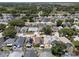 Wide aerial view of a residential neighborhood featuring lush tree coverage and diverse single-Gathering homes at 144 Bridgeton St, Davenport, FL 33896