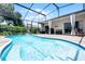 Screened-in pool area with beautiful blue pool and a large patio at 2085 Stone Cross Cir, Orlando, FL 32828