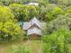 Aerial view of secluded home featuring a pool and surrounded by lush greenery and mature trees at 32125 Okaloosa Trl, Sorrento, FL 32776