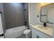 Bathroom with white vanity and shower over tub at 482 Marion Oaks Mnr, Ocala, FL 34473