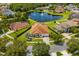 An aerial view of the house in a community near a pond and green landscaping at 9821 Caroline Park Dr, Orlando, FL 32832