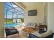 Covered patio with comfortable seating and a view of the pool at 9821 Caroline Park Dr, Orlando, FL 32832