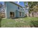 Aqua colored home with a sliding glass door that opens to the spacious backyard and green lawn at 10599 Satinwood Cir, Orlando, FL 32825