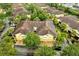 This is an aerial view of the homes, parking and landscaping in the community at 2820 Oakwater Dr # 2820, Kissimmee, FL 34747