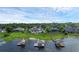 Aerial view showcasing the property with dock, surrounding landscape, and water access at 2937 Butler Bay N Dr, Windermere, FL 34786