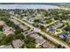 An overhead shot reveals a quiet neighborhood, showcasing winding roads, established trees, and diverse properties at 3711 Half Moon Dr, Orlando, FL 32812