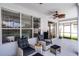 Relaxing covered patio area features ceiling fan and patio furniture at 3711 Half Moon Dr, Orlando, FL 32812