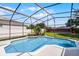 This private pool is surrounded by a screened enclosure and greenery at 3711 Half Moon Dr, Orlando, FL 32812