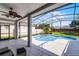 Covered patio view of private pool and manicured backyard at 3711 Half Moon Dr, Orlando, FL 32812
