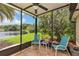 Relaxing screened patio with views of the lake and mature landscaping at 400 Timbercove Pl, Longwood, FL 32779