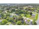 Expansive aerial shot showcasing a neighborhood with lush greenery, mature trees, and a tranquil pond at 706 19Th St, Orlando, FL 32805