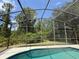 View of pool showcasing sparkling water and screened enclosure which offers views of the surrounding greenery at 14700 Chadbury Ct, Orlando, FL 32828