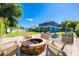 Inviting backyard with a brick fire pit and outdoor seating, perfect for entertaining and relaxation at 1609 E Kaley Ave, Orlando, FL 32806