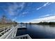 Picturesque dock on the water featuring sunny skies with trees and greenery along the shoreline at 2416 Cabinwood Range Way, Eustis, FL 32726