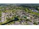 Scenic aerial shot showcases a community with pond, tennis courts, pool, and well-maintained homes surrounded by greenery at 2638 Clarinet Dr, Orlando, FL 32837