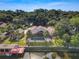 Aerial view of a large home with a screened-in pool, private dock, and lush landscaping at 448 Warrior Trl, Deltona, FL 32725
