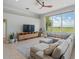 Living room featuring a sectional sofa, large windows with an expansive outdoor view, and tile flooring at 4951 Parkview Dr, St Cloud, FL 34771