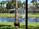 Scenic view of a tranquil pond with a fountain, surrounded by lush greenery and palm trees at 5564 Slash Pine Ct # 4, Orlando, FL 32811