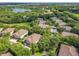 Stunning aerial view of a residential neighborhood with tree-lined streets and a serene lake in the distance at 725 Ashworth Overlook Dr # C, Apopka, FL 32712