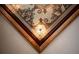 Close-up of a decorative ceiling with a unique light fixture and intricate patterns at 9142 Southern Breeze Dr, Orlando, FL 32836
