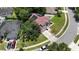 Beautifully landscaped gray home boasts lush green lawn, paved driveway, and mature trees in a desirable neighborhood at 12643 Lakebrook Dr, Orlando, FL 32828