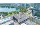 Aerial view of the community building with a lake and city skyline backdrop at 151 E Washington St # 424, Orlando, FL 32801