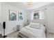 Cozy bedroom featuring bright white walls and gray carpet and a white comforter on the bed at 418 Acacia Cir, Port Orange, FL 32127
