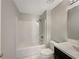 Clean bathroom featuring a shower over tub and vanity at 4209 Sw 33Rd St, Ocala, FL 34474
