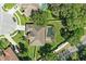 Bird's-eye view of a home with a screened-in pool in a verdant, tree-lined neighborhood at 7819 Canyon Lake Cir, Orlando, FL 32835