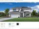 Two-story home featuring white stucco, a two-car garage, and beautifully landscaped yard at 8062 Timberwood Ln, Alafaya, FL 32825