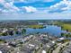 Gorgeous aerial view of lakeside homes in a well-planned community, showcasing serene waters and charming residences at 8484 Sperry St, Orlando, FL 32827