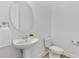 Modern powder room with pedestal sink and tiled floors at 8484 Sperry St, Orlando, FL 32827