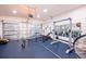 Garage converted into a home gym with weightlifting equipment and mirror at 14128 Avenue Of The Grvs, Winter Garden, FL 34787