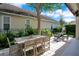 The shaded patio features comfortable seating, a dining table, and lush landscaping for outdoor enjoyment at 1636 Hanks Ave, Orlando, FL 32814