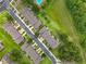 Aerial view showcases well-maintained townhomes with lush landscaping, parking, and nearby community pool at 2092 Switch Grass Cir, Ocoee, FL 34761