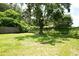 Spacious fenced backyard with green grass and mature trees offering shade at 7939 Winter Song Dr, Orlando, FL 32825