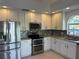 Modern kitchen featuring stainless steel appliances and sleek white cabinets at 9003 Pecky Cypress Way, Orlando, FL 32836