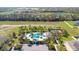 Overhead shot of the community pool, palm trees, and recreational area, ideal for relaxation and recreation at 913 Sabal Breeze Ln, Apopka, FL 32703