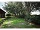 Spacious backyard with mature trees, green grass, and well-maintained landscaping for outdoor enjoyment at 9206 Everwood St, Orlando, FL 32825