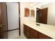 Bathroom vanity with white countertop and a view into the commode area at 9206 Everwood St, Orlando, FL 32825