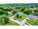 An aerial view showcasing the neighborhood with well-maintained homes and tree-lined streets at 1113 Canopy Oaks Dr, Minneola, FL 34715