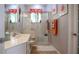 Bathroom featuring a glass shower enclosure, marble countertops and tile floors at 25105 Laurel Valley Rd, Leesburg, FL 34748