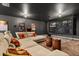 Large home theater features a sectional sofa, projector screen, and movie posters at 3363 Morelyn Crest Cir, Orlando, FL 32828