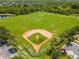Aerial shot of a sports field, complete with a baseball diamond and soccer fields amidst lush greenery at 3363 Morelyn Crest Cir, Orlando, FL 32828